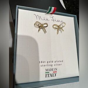 Mia Fiore Gold Plated Bow Earrings NWT